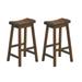 29" Bar Height Stools Set of 2, Saddle Seat Solid Wood Dining Room