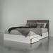 Milton Storage Bed with Headboard, Bark Grey and White