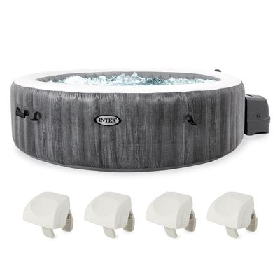 Intex PureSpa Plus Greywood Inflatable Spa & Cushioned Foam Headrest (4 Pack) - 126