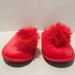 Victoria's Secret Shoes | New Victoria's Secret Pom Pom Slippers Red Us Size L Slip On | Color: Red | Size: L