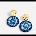 J. Crew Jewelry | Hp!Nwt J. Crew Metal And Raffia Disc Earrings.Super Light Statement Earrings | Color: Blue/Gold | Size: Os