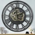 DORBOKER Large Real Moving Gears Wall Clock Oversized Modern Industrial Steampunk Cog Decorative Big Metal Skeleton Clocks for Living Room Home Kitchen Office (Black Sweep Silver,60cm 24 Inch)