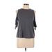 Ann Taylor LOFT Short Sleeve Top Gray High Neck Tops - Women's Size X-Small