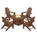 POLYWOOD Vineyard Curveback Adirondack 5-Piece Conversation Set with Fire Pit Table