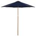 9ft Outdoor Patio Market Umbrella with Wooden Pole, Navy Blue