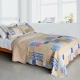 Classic Plaids Cotton 3PC Vermicelli-Quilted Patchwork Quilt Set (Full/Queen Size)