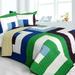 Dizzy Sun Vermicelli-Quilted Patchwork Geometric Quilt Set Full/Queen