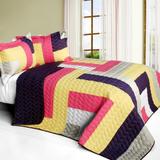 Bright Spring Day 3PC Vermicelli - Quilted Patchwork Quilt Set (Full/Queen Size)