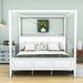 Red Barrel Studio® Canopy Platform Bed w/ Headboard & Footboard Wood in Brown/White | 79 H x 80 W x 84 D in | Wayfair