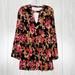 Free People Dresses | Free People | Black Floral Print Tegan Mini Dress Size 2 | Color: Black/Pink | Size: 2