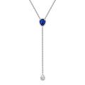 FOCALOOK Tiny Lariat Necklace for Woman Lucky September CZ Pendant Drop Y Chain Necklaces Shining Birthstone Charm Elegant Accessories