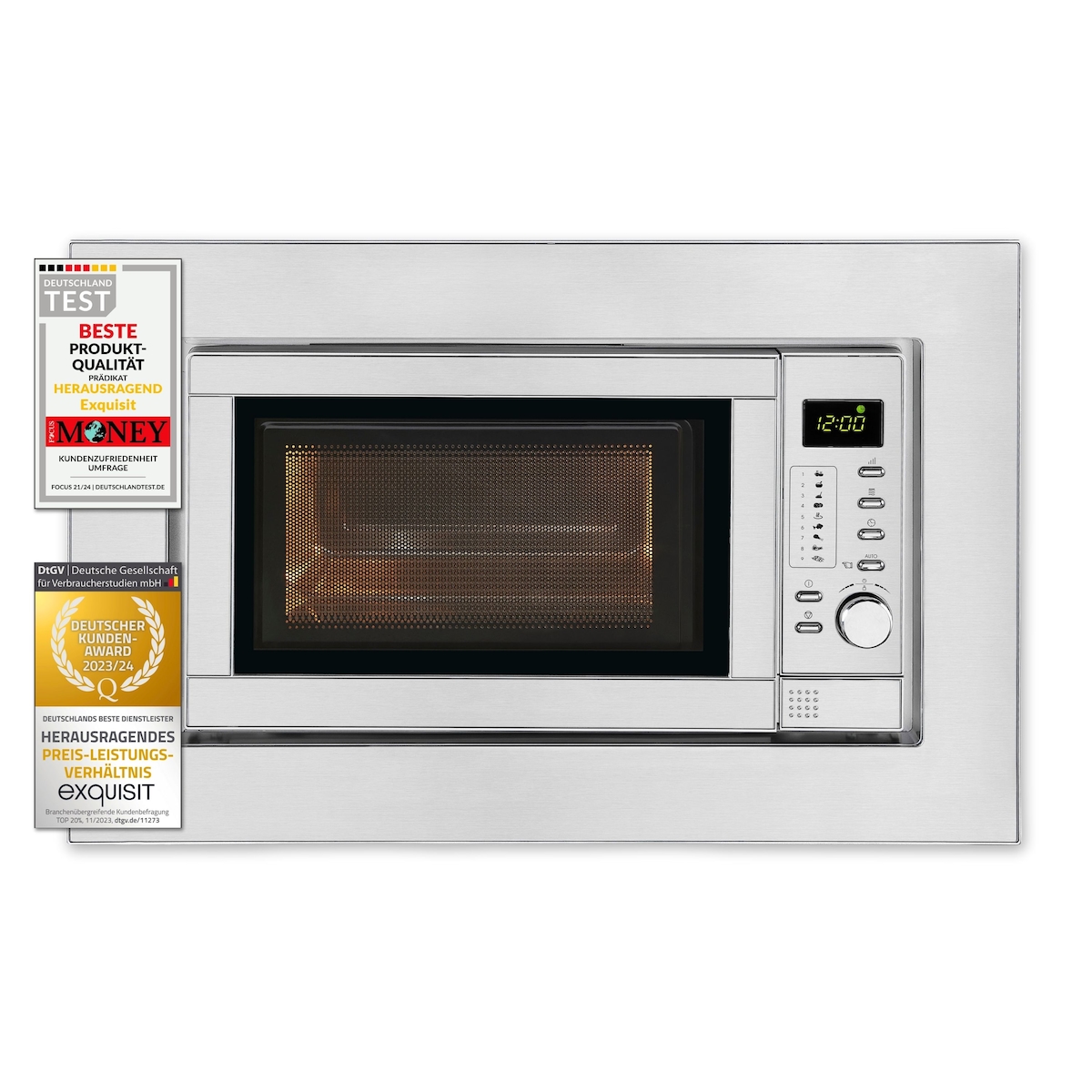 Exquisit Einbau-Mikrowelle EMW 19-7 G | Grill | max. 900 W | Garraum 20 l | Edelstahl-Glas Front Image