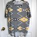 Lularoe Tops | Lularoe Irma High-Low Tunic Xs Black White Yellow And Gold Print | Color: Black/White | Size: Xs