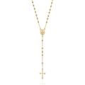 Aka Gioielli® - Rosary Necklace in 925 Silver 18 Carat Gold-Plated with Miraculous Madonna Medal and Cross Pendant for Women, Sterling Silver Gold