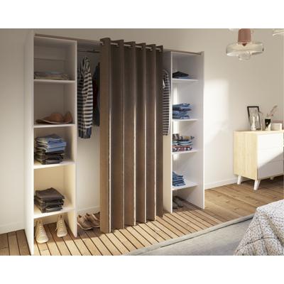 TemaHome »Tom 2.2« Kleiderschrank mit Vorhang Weiß Taupe 112/185x182x50 cm