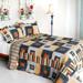 Dim light Cotton 3PC Vermicelli-Quilted Plaid Patchwork Quilt Set (Full/Queen Size)