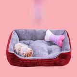 Tucker Murphy Pet™ Four Seasons Kennel Pet Mat Dog Bed Dog Kennel Cotton in Gray/Red | 6 H x 18 W x 12 D in | Wayfair