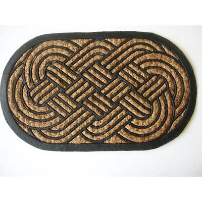 Oval Lovers Knot Flat Weave Coir Mat With Rubber Backing Floor Coverings by Nature Mats by Geo in Multi