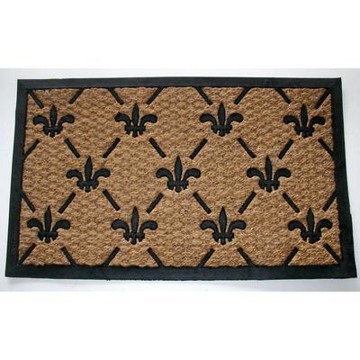 Fleur De Lis Flat Weave Coir Mat With Rubber Backing Floor Coverings by Nature Mats by Geo in Multi