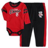 Newborn & Infant Red/Black Wisconsin Badgers Little Kicker Long Sleeve Bodysuit Sweatpants Set