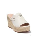 Kate Spade Shoes | Kate Spade Tenley Leather Espadrille Wedge Floral Laser Cutout Design | Color: Tan/White | Size: Various