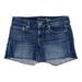 American Eagle Outfitters Shorts | American Eagle Aeo Distressed Raw Hem Dark Wash Stretch Shorts Womens 6 | Color: Blue/Tan | Size: 6