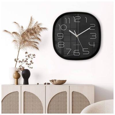 K&l Wall Art - Retro Wanduhr schwarz Quartz Uhrwerk ohne Ticken Analoge Schlafzimmer Uhr lautlos