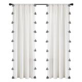 Lush Decor Boho Faux Linen Tassel Window Curtain Panel (Single Panel)