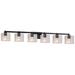 Fusion Regency 6-Light Bath Bar - Rectangle Shade - Black - Seeded - LED