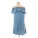 Active USA Casual Dress - Shift: Blue Print Dresses - Women's Size Small