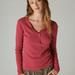 Lucky Brand Long Sleeve Ribbed Snap Henley - Women's Clothing Tops Tees Henley Shirt in Anemone, Size S
