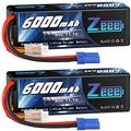 Zeee 3S Lipo Battery 11.1V 80C 6000mAh Hard case Battery with EC5 Plug for RC 1/8 1/10 Scale Vehicles Car,Trucks,Boats (2 Pack)