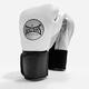 Geezers Boxing Halo, Hook and Loop Sparring/Training Gloves, Premium Leather and layered Foam, Ideal Velcro Glove for Heavy Duty Punch Bags. (16oz, White/Black/Light Grey)