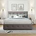 Merax Queen Upholstered Platform Bed with a Twin XL Trundle, 2 Drawers