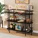 Bar Unit for Liquor, 4 Tier Bar Cabinet with Storage Shelves and Footrest for Home/Kitchen/Bar/Pub, Black and Walnut