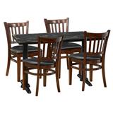 4-person Dining Set - Antique Black Top W/Jr School Chair Wood/Upholste in Red Restaurant Furniture by Barn Furniture | Wayfair