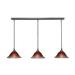 Wildon Home® 3-Light Linear Pendalier w/ Hang Straight Swivel, Glass in Red/Gray | 12 H x 44.25 W x 7.75 D in | Wayfair