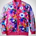 Adidas Jackets & Coats | Like New Adidas Bomber-Style Floral Track Jacket | Color: Blue/Pink | Size: Mg