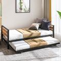 17 Stories Rithvik Twin Metal Daybed w/ Trundle Metal in Black | 25.8 H x 39 W x 78 D in | Wayfair 4A52DBE8C15D461BBDB83EF4BB5B9761
