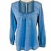 J. Crew Tops | J Crew Womens Top Sz 0 Blue Boho Tassel Tie Embroidered Long Sleeve Blouse Top | Color: Blue | Size: 0