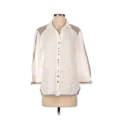 Daniela Dallavalle Elisa Cavaletti Long Sleeve Button Down Shirt: White Solid Tops - Women's Size Small