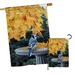 Breeze Decor Autumn Birdbath 2-Sided Polyester 40 x 28 in. Garden Flag in Gray/Blue/Yellow | 40 H x 28 W in | Wayfair