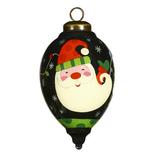 The Holiday Aisle® Santa in Holiday Lights Finial Ornament Glass in Black/White | 4 H x 2.5 W x 1 D in | Wayfair F4FD493FA6AC4091A1BCD8263D9C8247