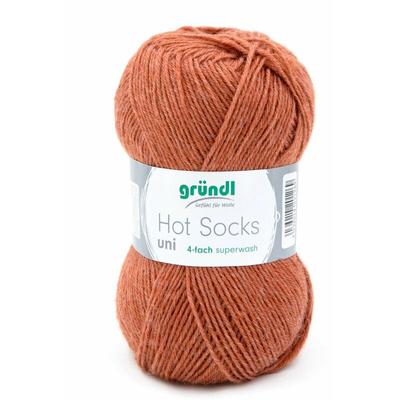 Gründl - Wolle Hot Socks uni 50 g kupfer meliert Handarbeit