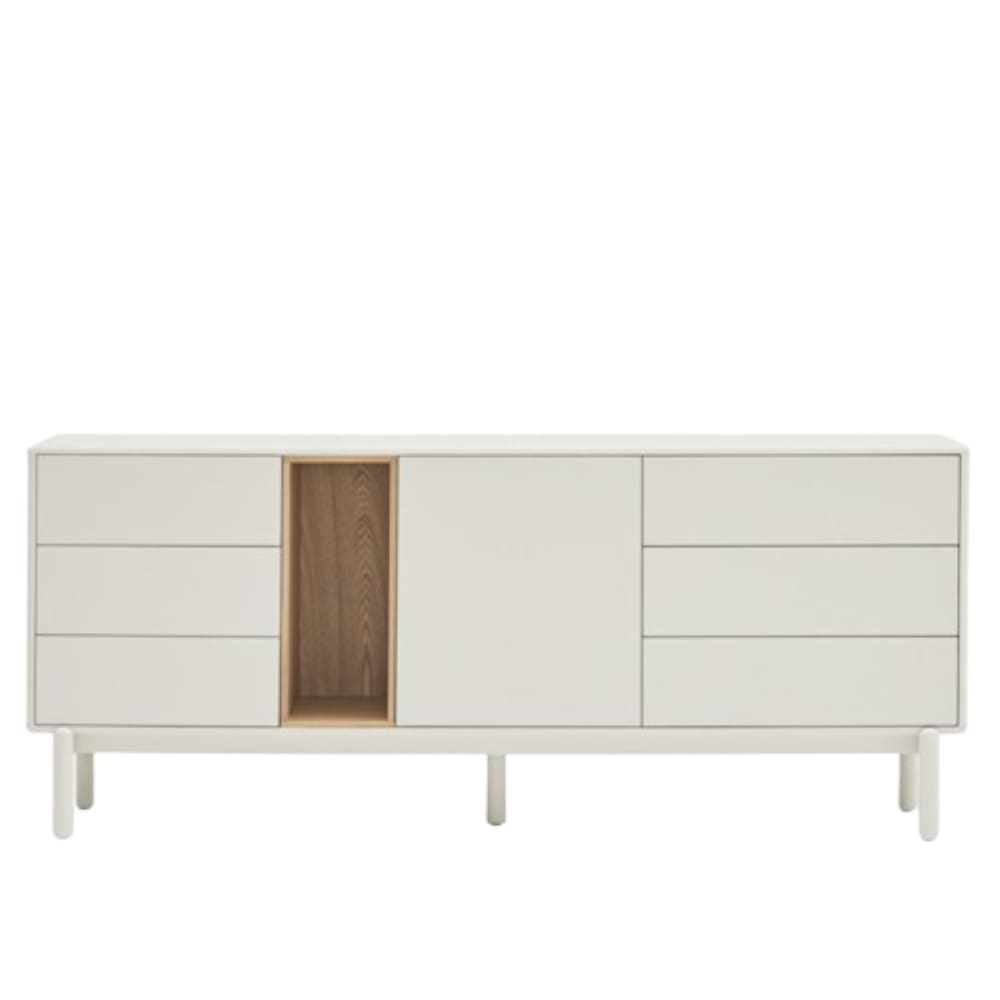 Grand buffet bas 6 tiroirs 1 porte avec niche CORVO beige