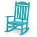 Outdoor Rocking Chairs All-Weather Resistant HDPE Poly Wood Resin, Garden Glider, Patio Rocker With High Backrest(Lake Blue)