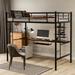 Cool and Modern Twin size Metal Loft Bed with Desk and Shelf , Space Saving Design, Easy Assembly