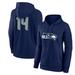 Women's Fanatics Branded DK Metcalf Navy Seattle Seahawks Player Icon Name & Number V-Neck Pullover Hoodie