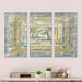 Design Art Gold Glam On Grey Tapestry II - Modern & Contemporary Framed Canvas Wall Art Set Of 3 Canvas, in White | 28 H x 36 W x 1 D in | Wayfair