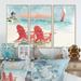 Design Art Coastal Chair Relax Beach II - Nautical & Coastal Framed Canvas Wall Art Set Of 3 Canvas, Wood in White | 28 H x 36 W x 1 D in | Wayfair